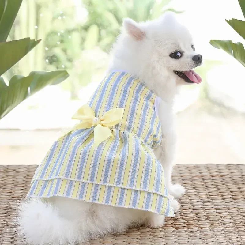 1pc Small Medium Dog Summer Cute Princess Dog Cat Dress Striped Suspender Mesh Skirt Cake Dress Full Dress Pet Supplies Clothing