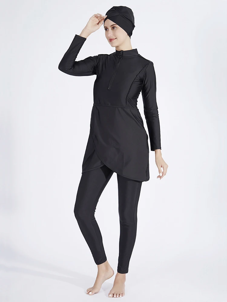 3PCS/Set Muslim Burkini Femmes Swimwear Long Islamic Swimwear Modest Swimsuit Women Swimsuit Ruffle Edge Design