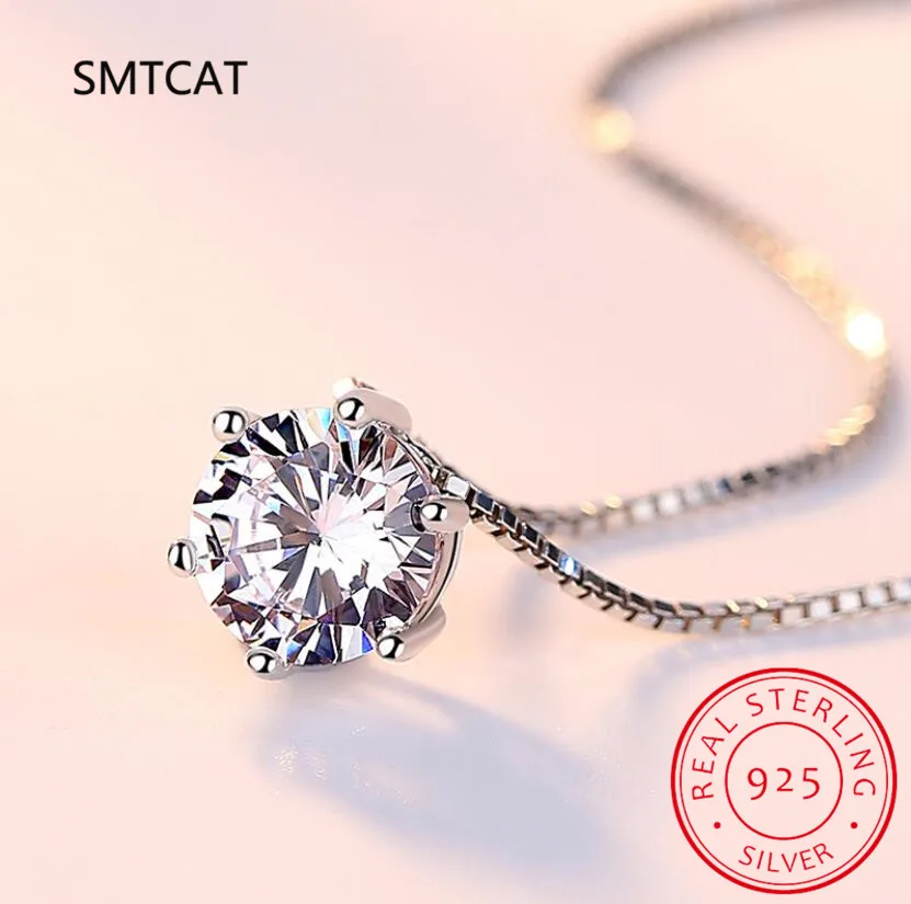 Real Round Cut Moissanite Diamond 7 Stone Necklace For Women Girls Sterling Silver 3.2CT VVS1 Lab Diamond Pendant Fine Jewelry