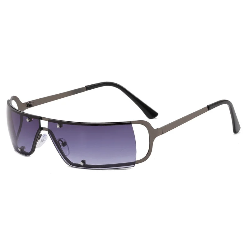 Oval Y2K Sunglasses 2023 New Futuristic Metal Sunglasses Young Girl Sunglasses Men Brand Designer Cyberpunk Shadow Eyeglasses