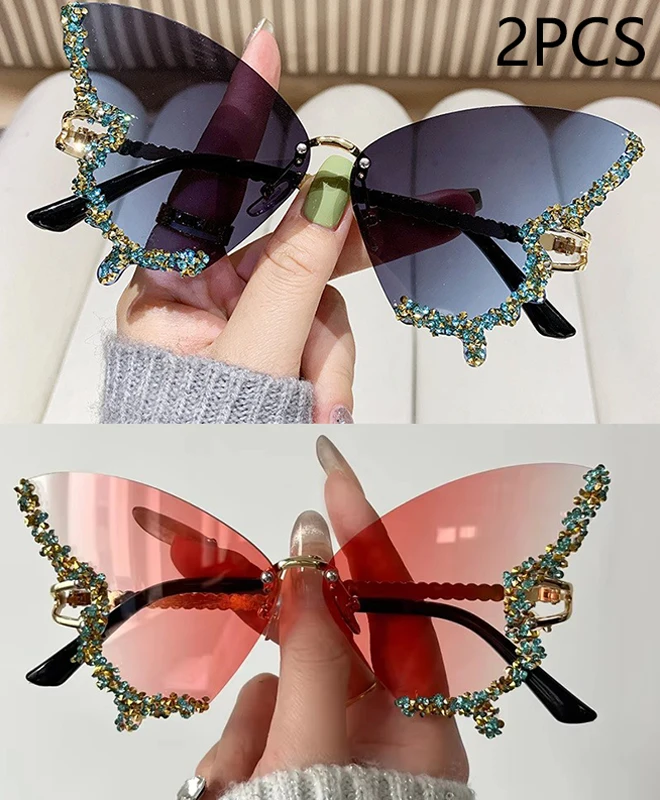 2PCS blue pink