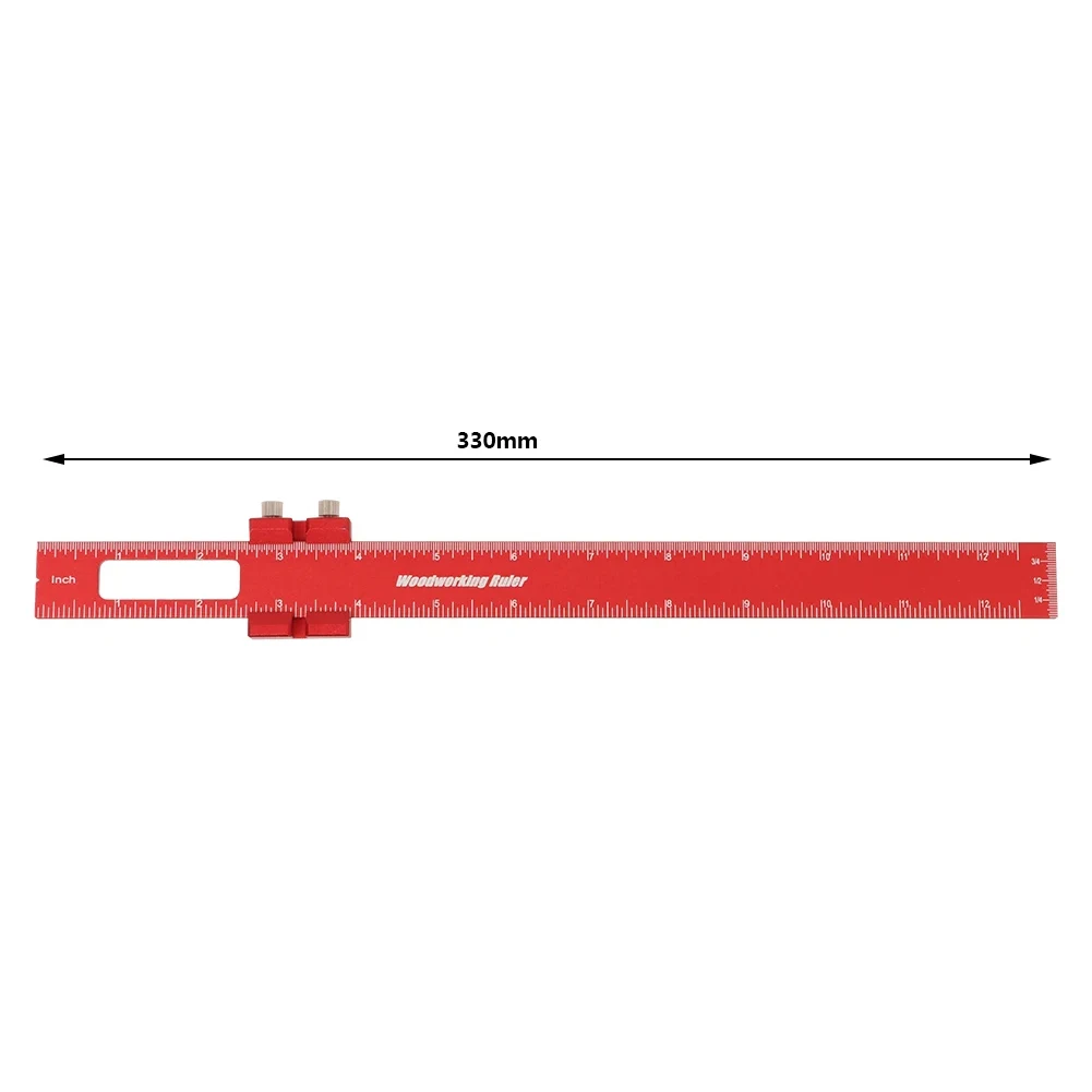 Precision Pocket Ruler T-Type Scribing Ruler Carpenty Square T Track Ruler Inch and Metric Measuring Marking Ruler W/ Slide Stop