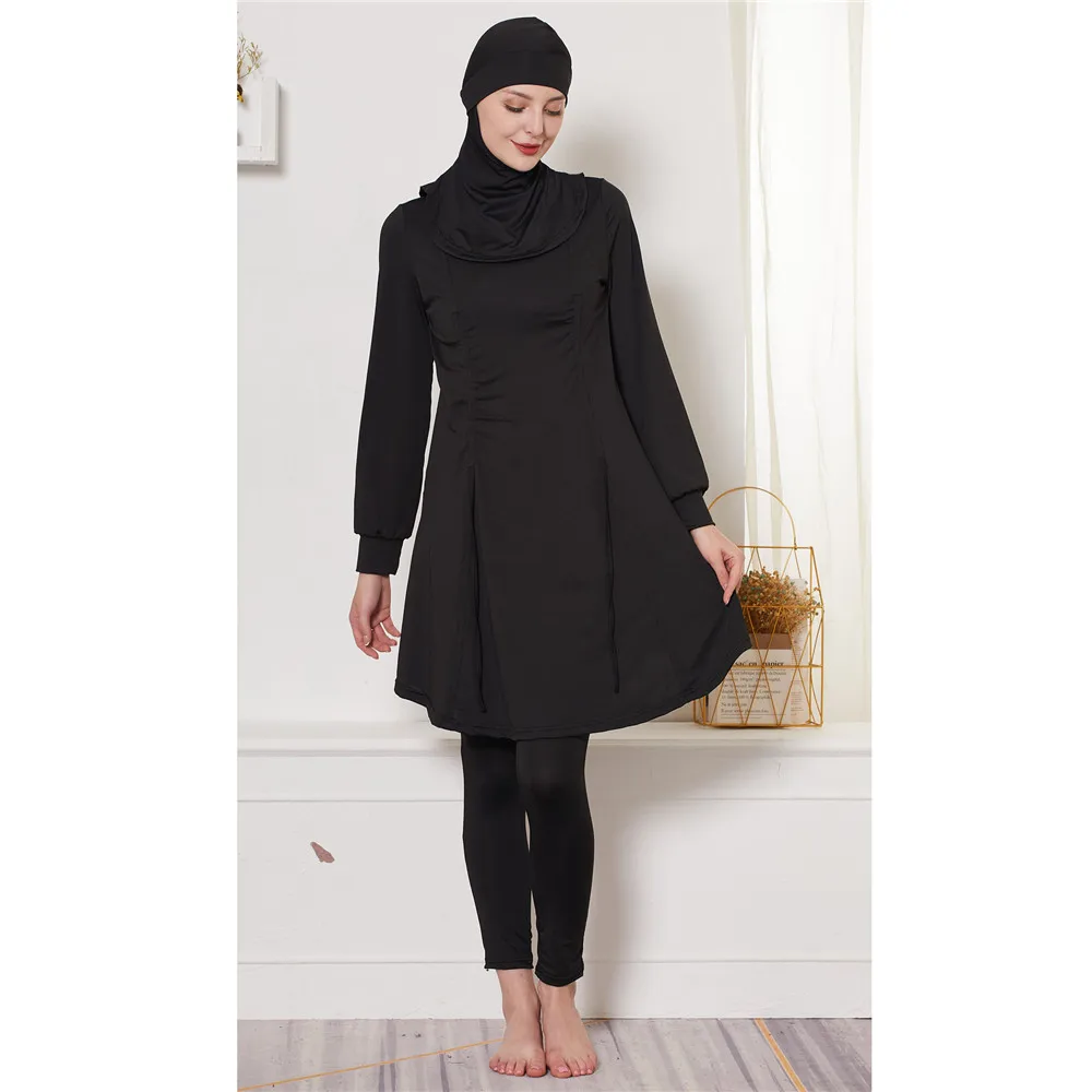 Modest Burkini Women Muslim Full Cover Long Sleeve Hijab Swimwear 3 Pieces Set Islamic Swimsuit Swimming Costumes Bathing Suit