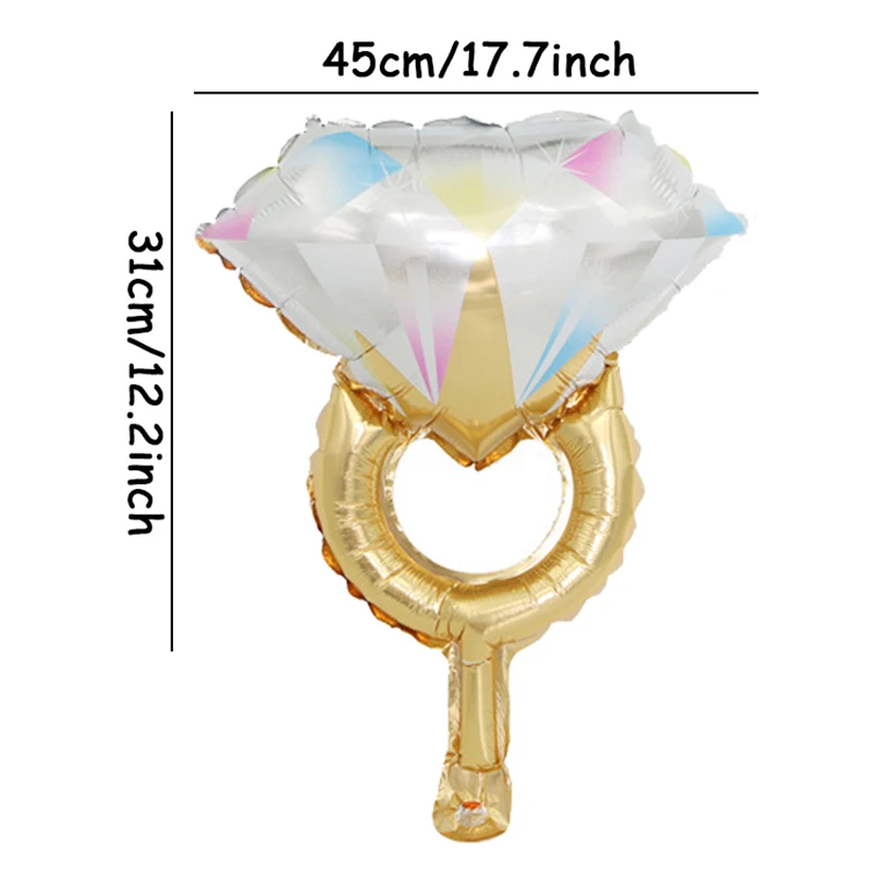 1Pc Wedding Balloon Diamond Ring Aluminum Foil Balloon Inflatable Wedding Decoration Helium Balloon Event Party Supplies