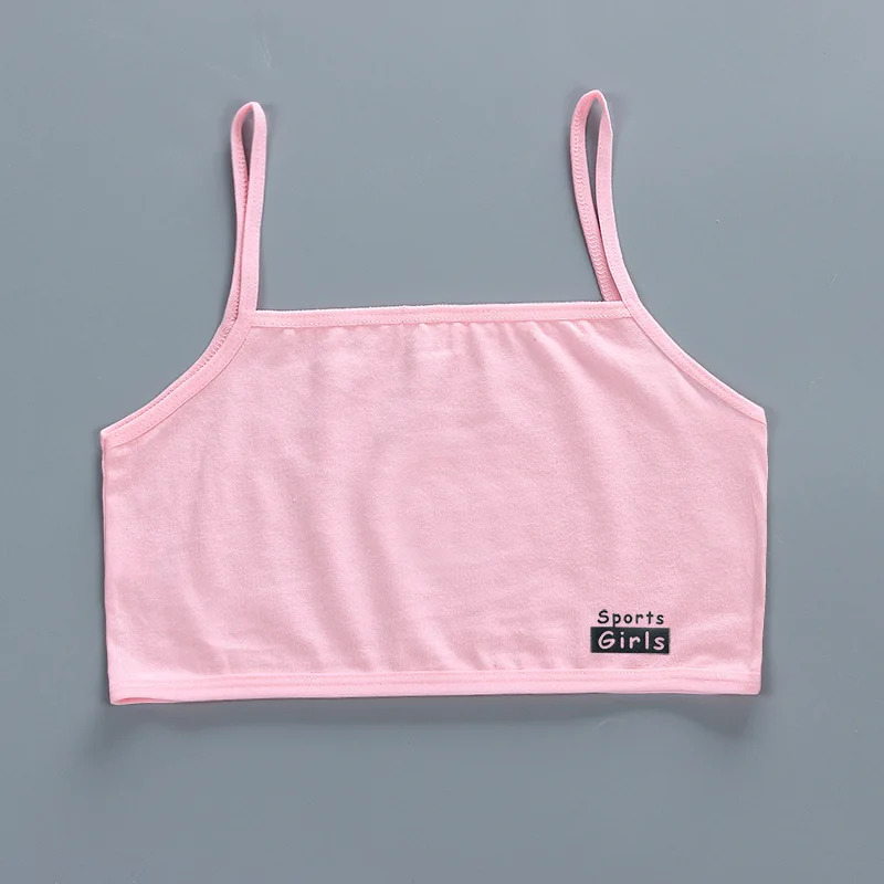 Girls' Small Tank Top With Cotton Suspender 8-13 Years Adolescent girls Summer Bras External Wear Sports Bras Training Bra