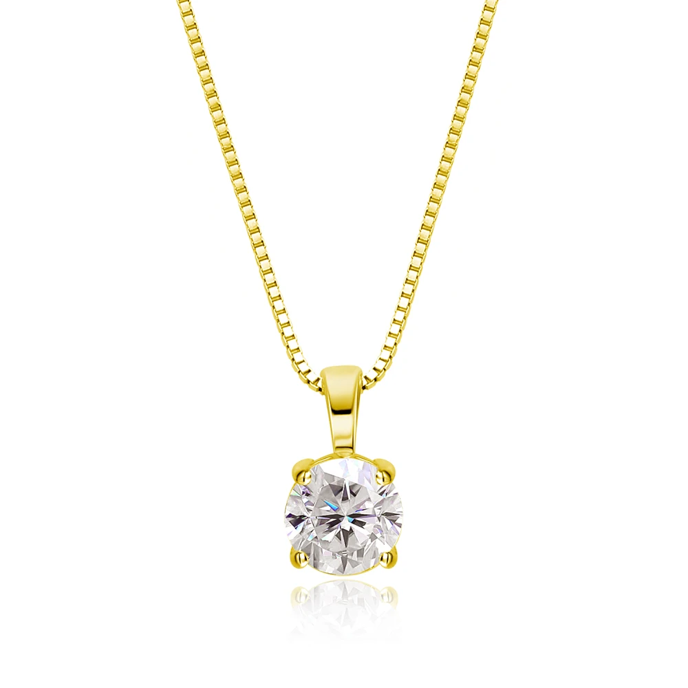 KNOBSPIN 1ct Moissanite Pandent Necklace s925 Sterling Silver Plated 18k Box Chain Dainty Necklaces for Women Fine Jewelry Gift
