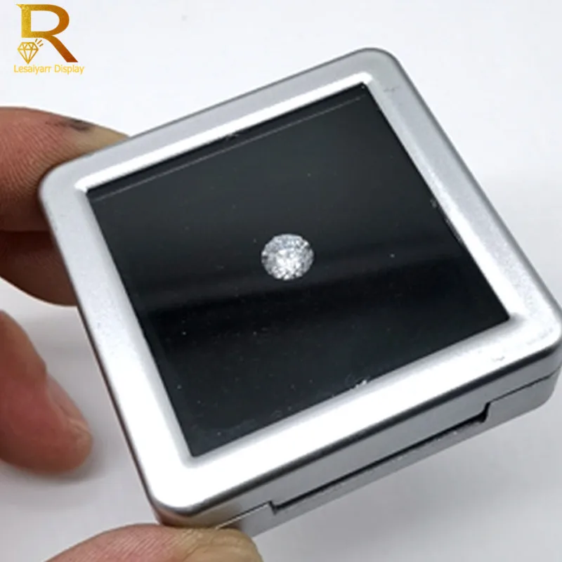 Quality Loose Diamond Display Box PU Leather Case Gem Stone Storage Box Black White Pad Bead Pendant Gemstones Organizer Holder