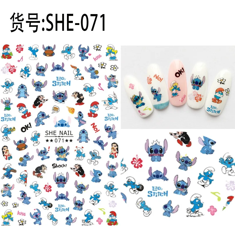 1PCS Lilo & Stitch3D Anime Nail Art Sticker Nail Art Decal Mickey Winnie the Pooh Sticker Decal DIY Nail Art Supplies