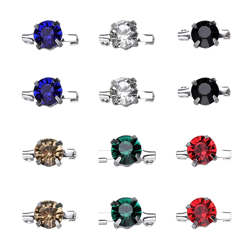 12Pcs/set Rhinestone Muslim Hijab Scarf Fashion Women Safey Brooch Jewelry Islamic Headscarf Shawl Ethnic Accessories