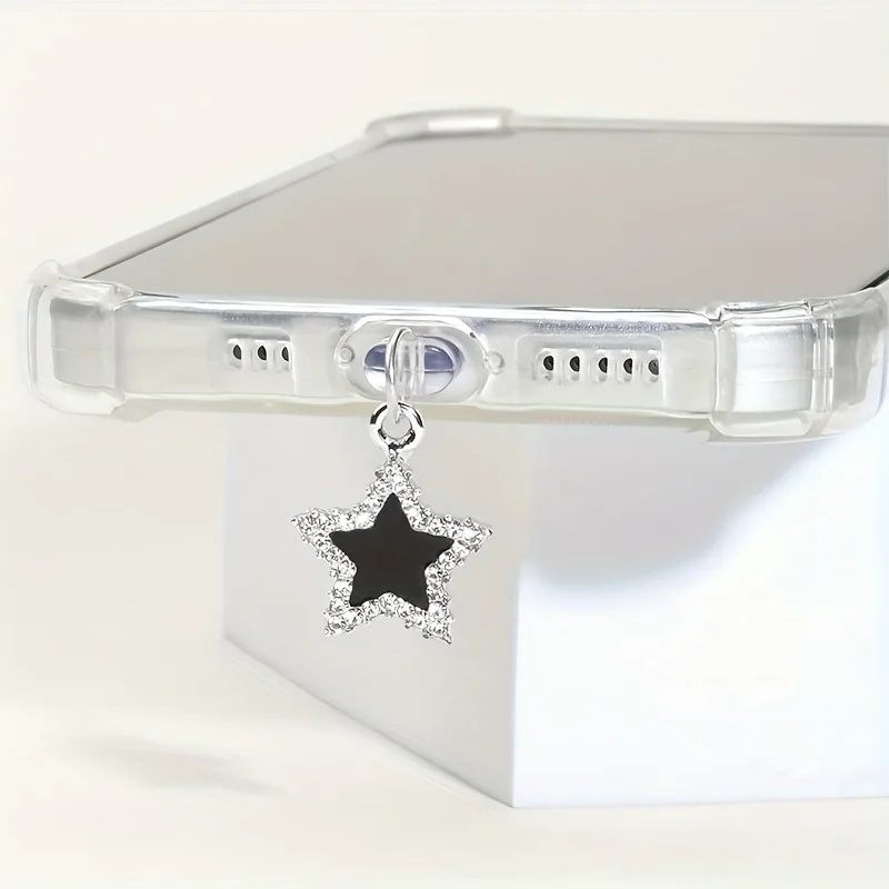 1pcs BlingBling Black Starry Diamond Pendant Phone Dust Stopper Phone Protection Accessories