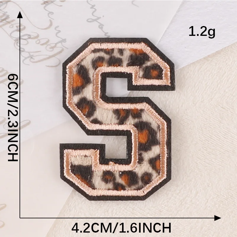 ABC DEF HIJ Leopard Print Letters Patches Plush and Embroideried Iron on Alphabet Patch for Clothing Bags Shoes DIY Accessories