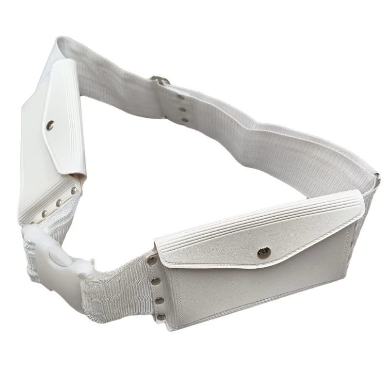 White Waist Chain Waist Pack Studded Belt for Women Prom Banquet Club Party Waist Pack Stretchy for Daily Casual Wear