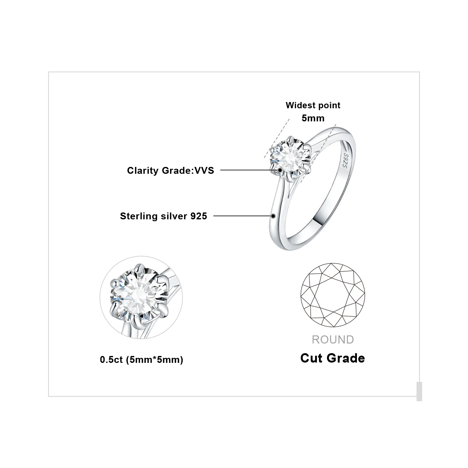 0.5ct Silver Color