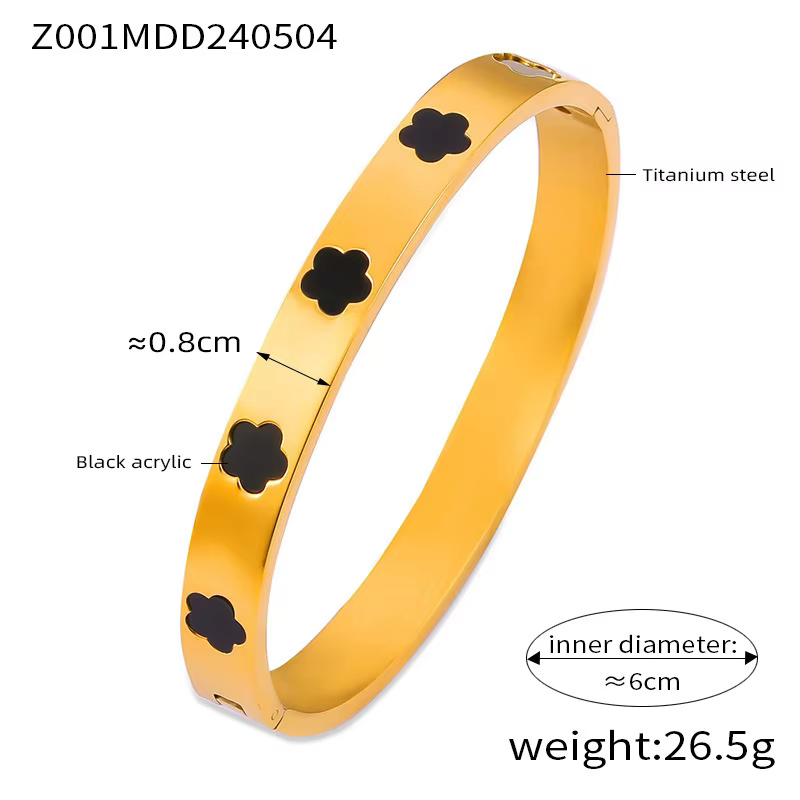 Stainless Steel Bracelet Bangles For Women 18K Gold Plated Women's Cubic Flower Waterproof Bracelets Bangle Luxury Woman Jewelry