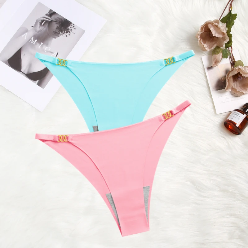 2Pcs/Set Female Seamless Panties Women's Elasticity Underwear Thin Strap Bikinis Panties for Women Ladies Sexy Lingerie 2023 New
