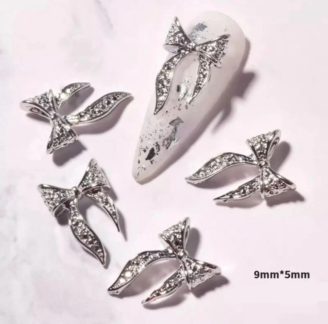 50pcs silver bowknot