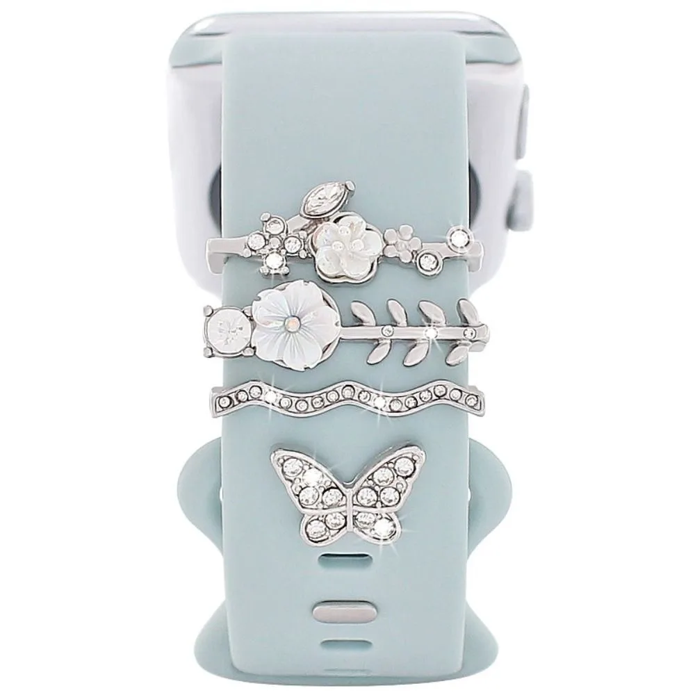 1 Set Diamond Ornament Metal Charms Silicone Strap Decorative Ring For Apple Watch Band Decor Accessories For iwatch Bracelet