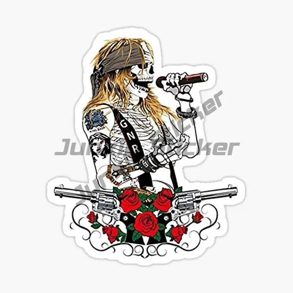 Guns N Roses Rock Band Bone Skull Sticker Accessories Van Bike Window Laptop Car Bicycle Glass Camper Off-road Truck Moto Decal