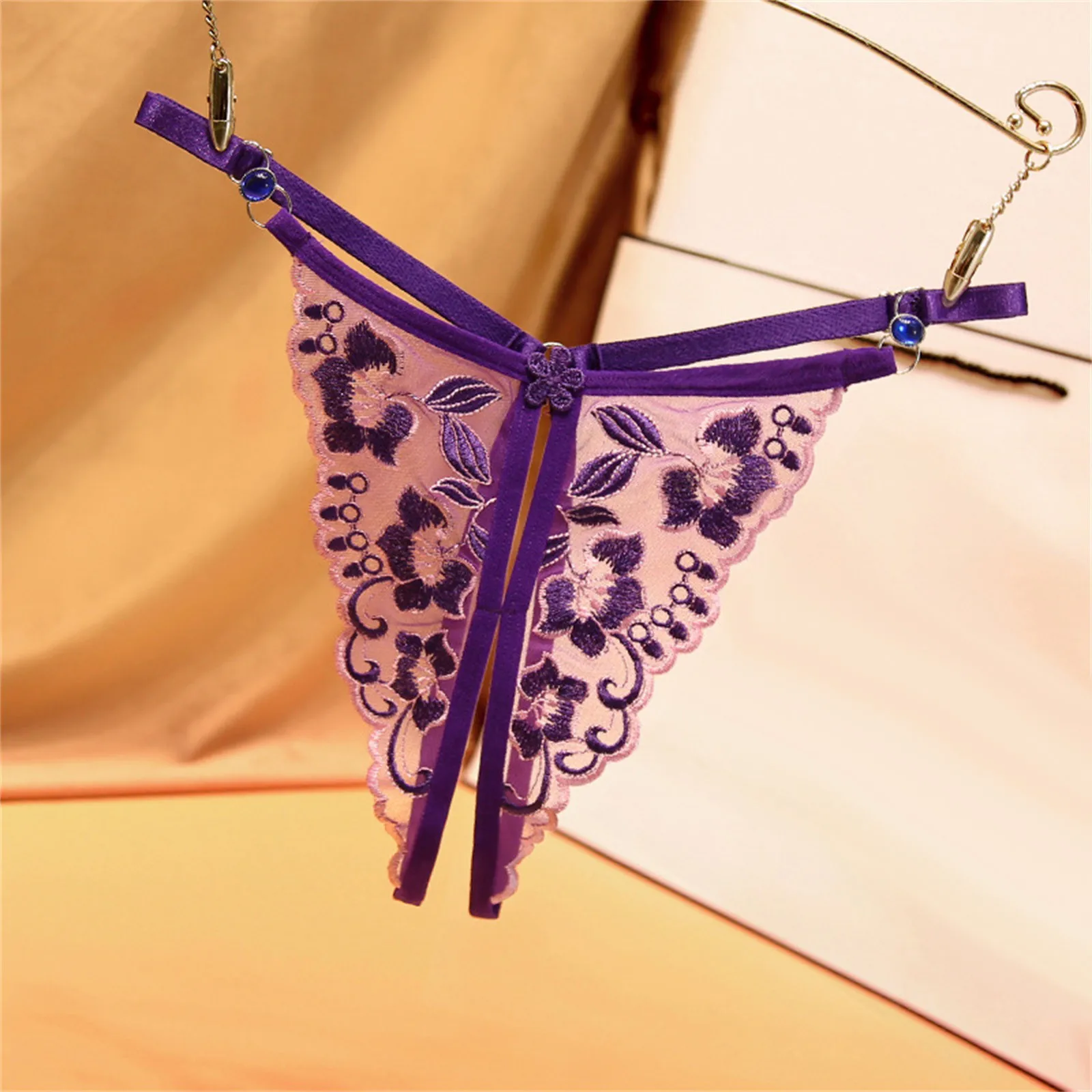 Porn Open Crotch Thongs for Women Sexy Embroidory Transparent Solid Color Adjustable Drill Suspender Panties Erotic Sex Lingerie
