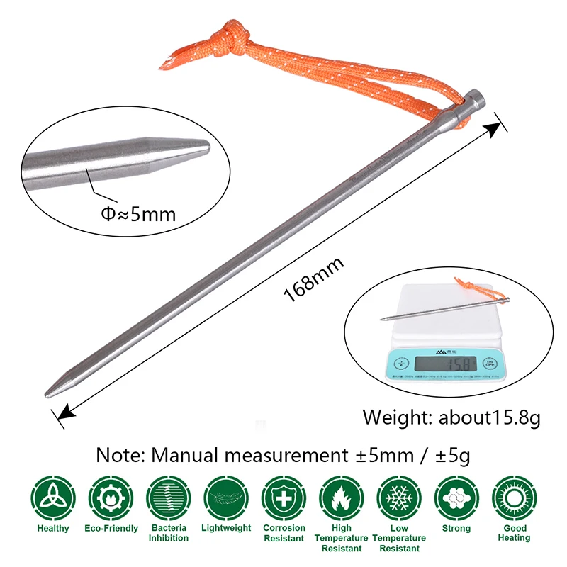 Boundless Voyage Titanium Pegs Heavy Duty Tent Spike Outdoor Camping Equipment Tent Accessories Tent Stakes Nail 4pcs /set