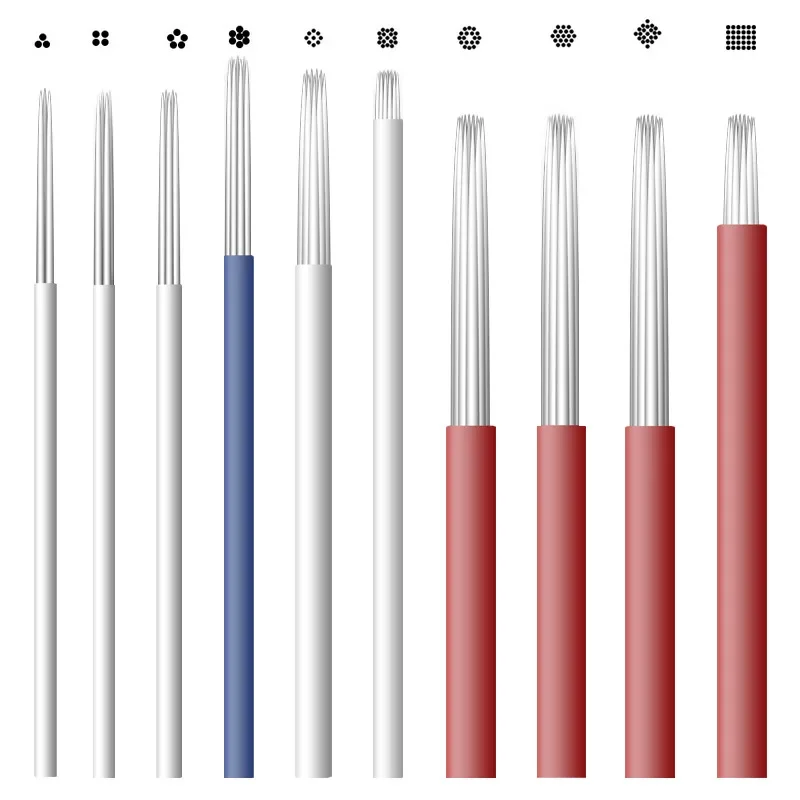 50pcs Microblading Shading Needles Shader Blades Tattoo Fog 3D Eyebrow Aiguille Permanent Makeup Agujas R3 R5 R7 R9 R17 R19 R21