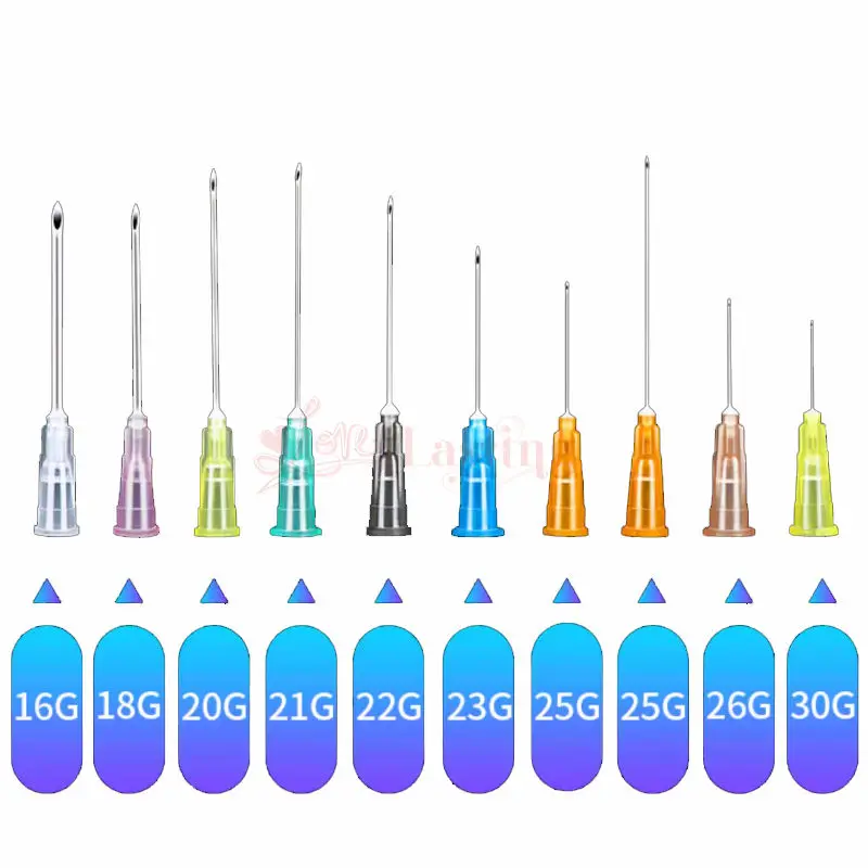 25pcs Tip Needle Transparent Syringe Clear Disposable Sterile Body Piercing Needles for Navel Ear Nose Tattoo 16G18G 20G 21G 22G