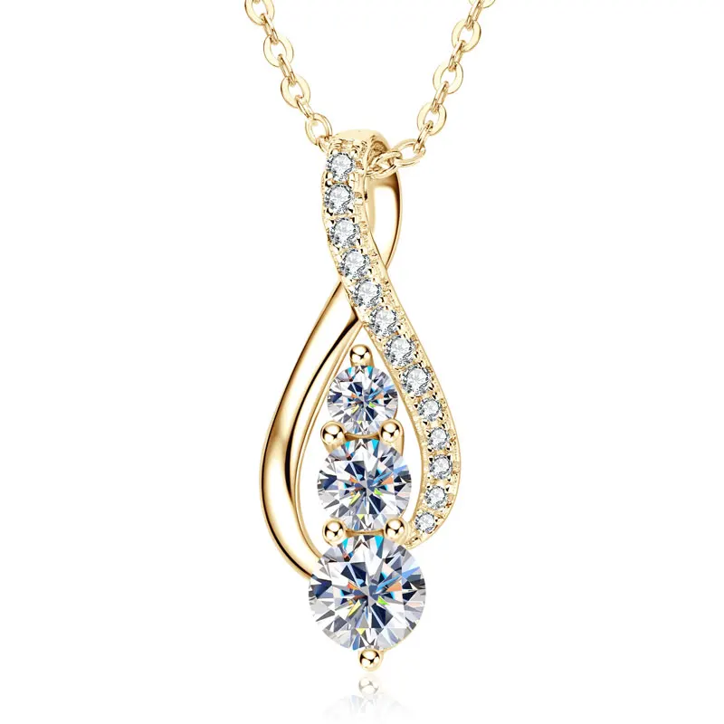 IOGOU 5mm&4mm&3mm Round D Moissanite Infinity Pendant Necklace for Women Silver 925 Trend Fashion Wedding Engagement Jewelry