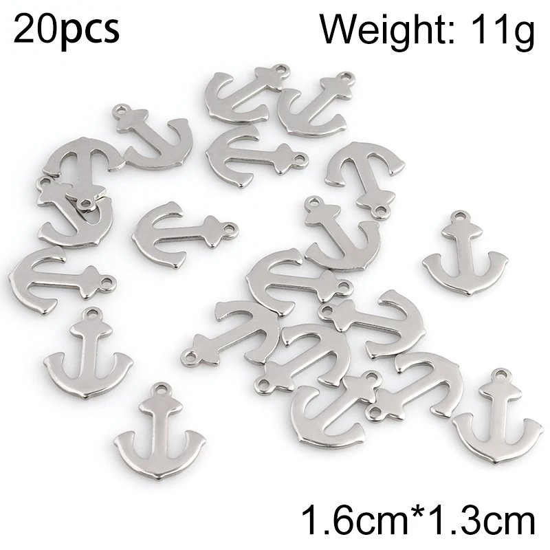 20PCS Stainless Steel Pendant Anchor Rudder Charms For DIY Bracelet Earring Jewelry Making Accessories Wholesale