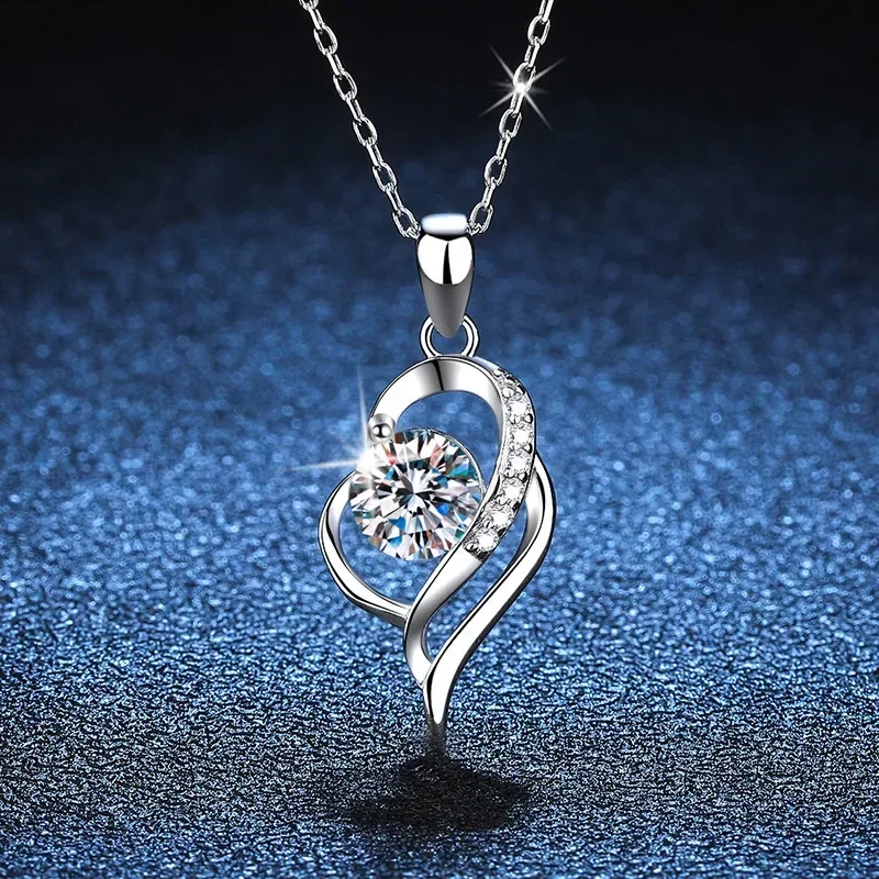 2023 Luxury GRA Certified 1 Carat Moissanite Pendant Necklace for Women Party 925 Sterling Silver Diamond Chain Necklaces