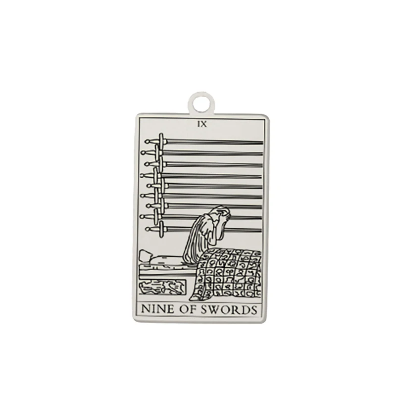 Dawapara Tarot Card Pendant Suit of Swords Minor Arcana Amulet Stainless Steel Charms for Jewelry Making DIY Accessories