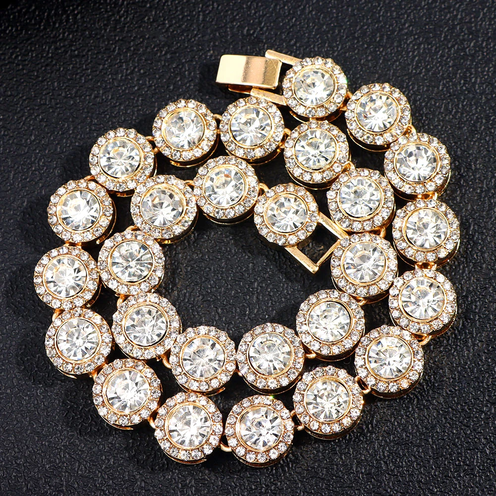 Iced Out Miami Round Cuban Link Chain For Men Bling Tennis Chain Diamond Cuban Chain Necklaces Hiphop Punk Jewelry Gifts