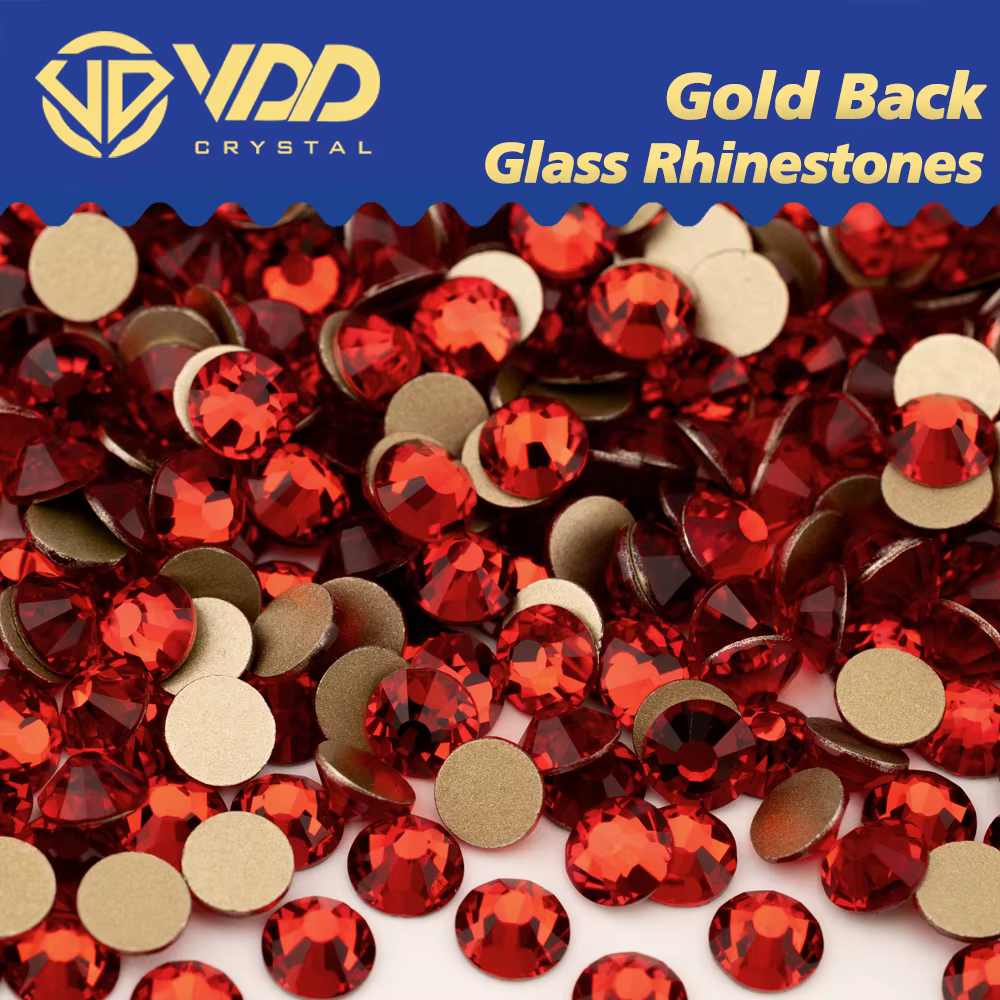 VDD 013 Siam High Quality SS4-SS20 Glass Rhinestones Crystal Gold Flatback Strass Stones For DIY Nail Art Crafts Decorations