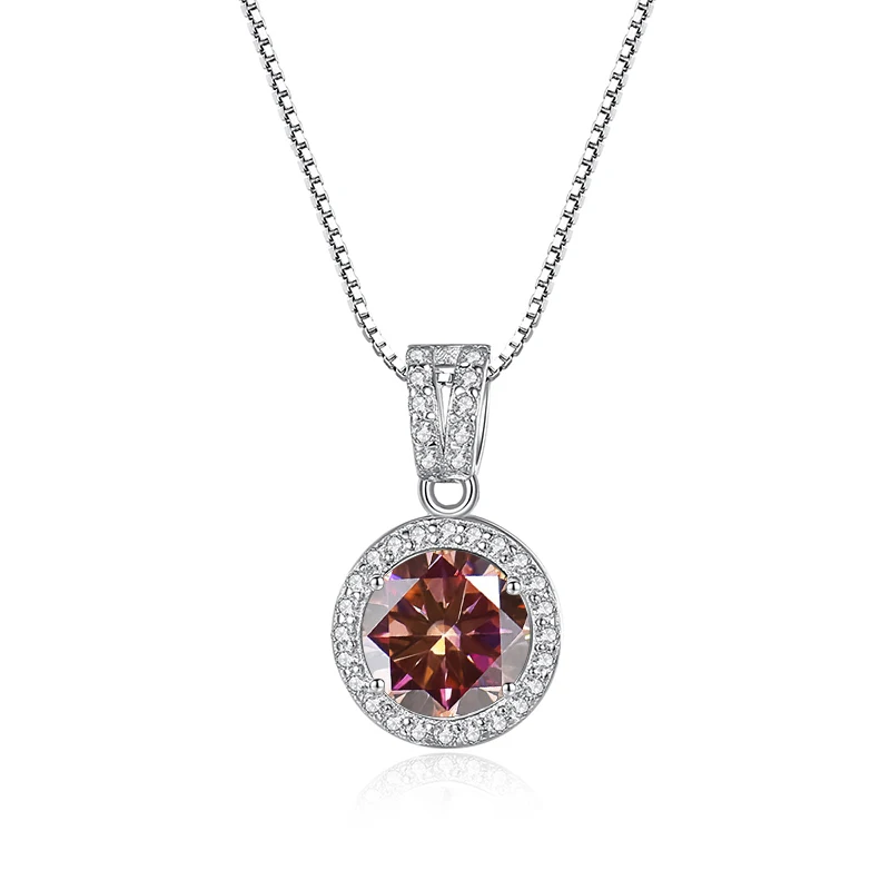 Butterflykiss 1Carat Moissanite Diamond Pendant Necklaces For Women 925 Sterling Silver Luxury Chain Iced Bling Wedding Jewelry