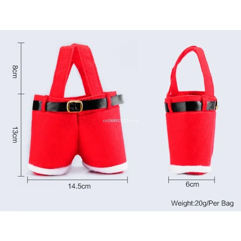 1Pcs Merry Christmas Gift Treat Candy Wine Bottle Holder Santa Claus Suspender Pants Trousers Decor Christmas Gift Bags Boxes