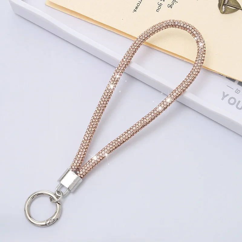 Mobile phone lanyard light luxury full diamond keychain pendant luggage diamond chain DIY pendant short wrist rope anti-lost