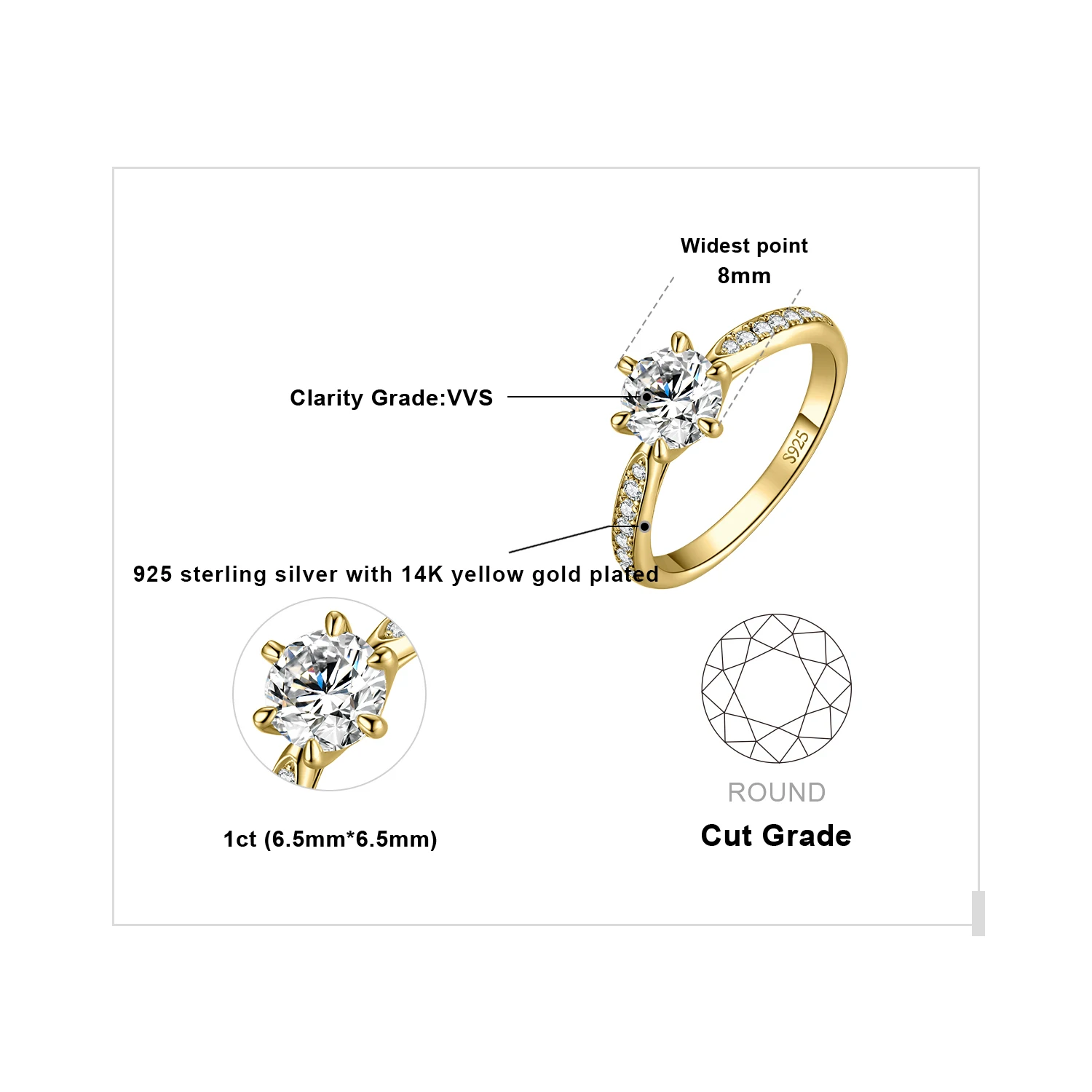 1ct Yellow Color
