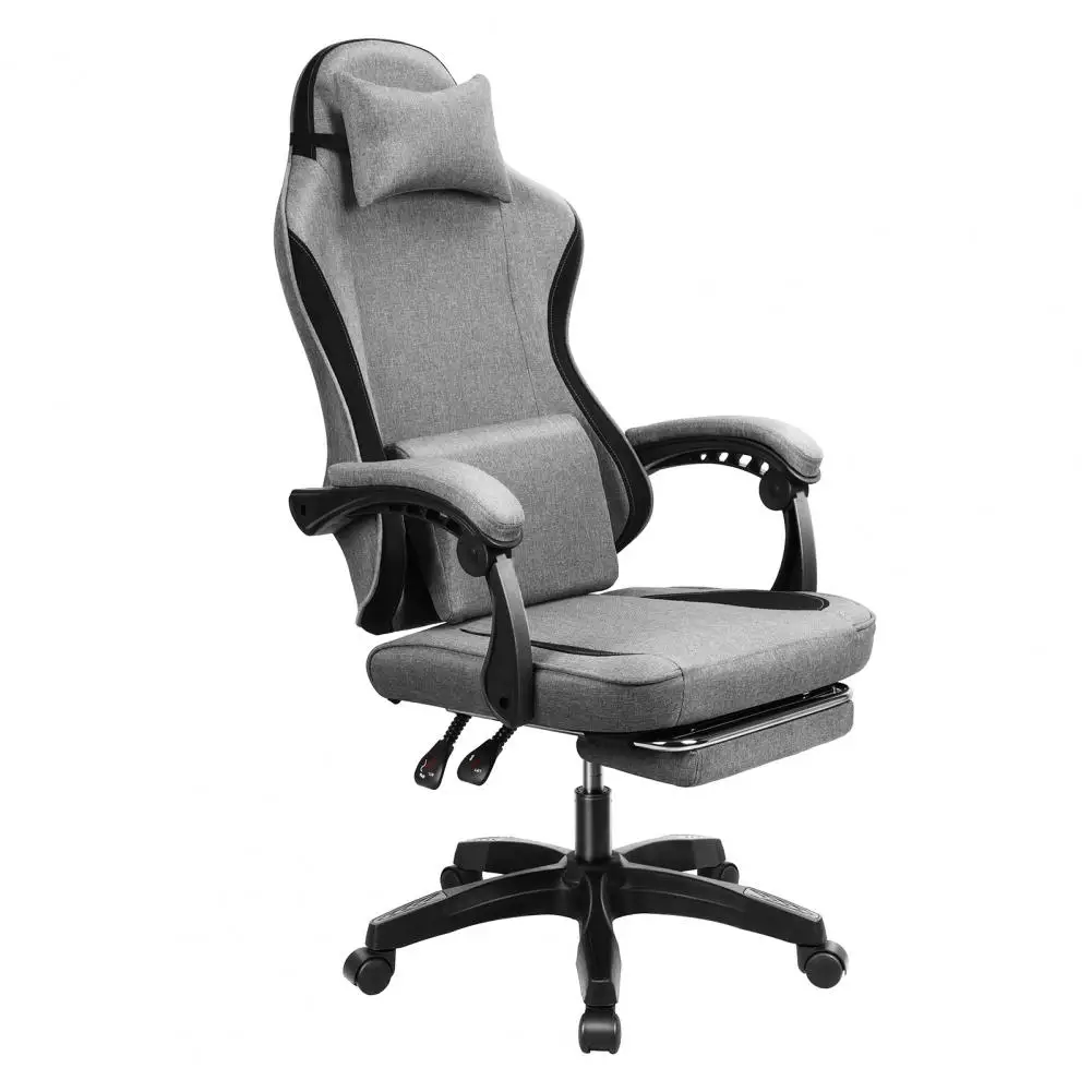 Gaming Chair Faux Leather Massage Gaming Chair Ergonomic Computer Chair With Footrest, Office With 360 Rotation Wheels