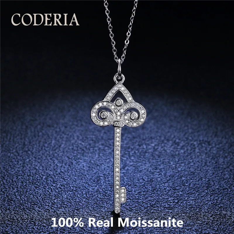 Passed Diamond Test Total 1 Carat Moissanite Sterling Silver Pendant Necklace Fashion Key Necklace New Jewelry for Women