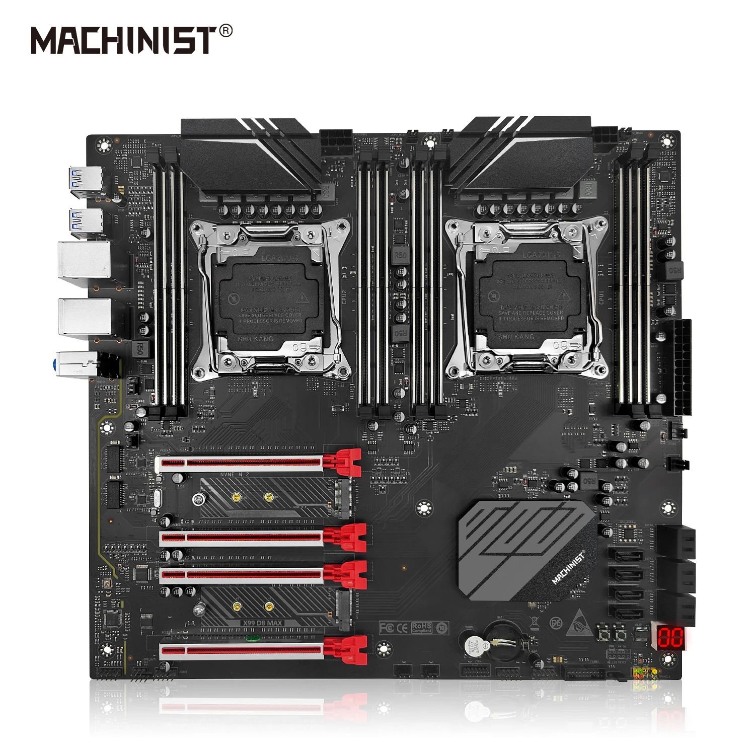 MACHINIST X99 Dual CPU Motherboard LGA 2011-3 Support Dual Xeon Processor and Dual M.2 Slot 8 DDR4 RAM USB3.0 X99 D8 MAX