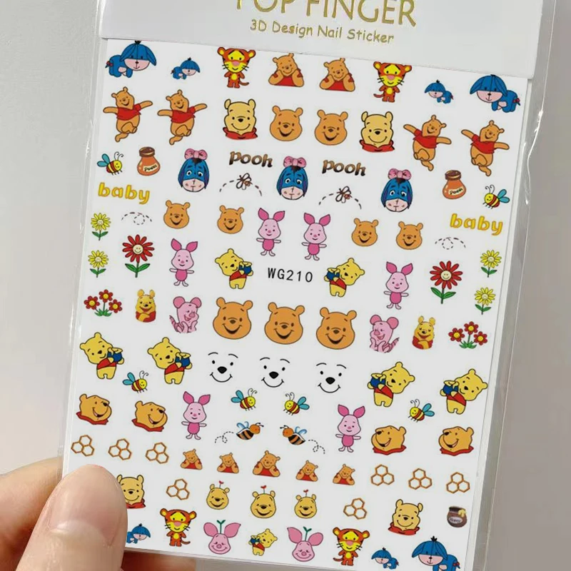 1PCS New Disney Lilo & Stitch Nail Sticker Cartoon Mickey Minnie Stickers For Nails Mary Cat Lion King Nail Art Supplies Sticker