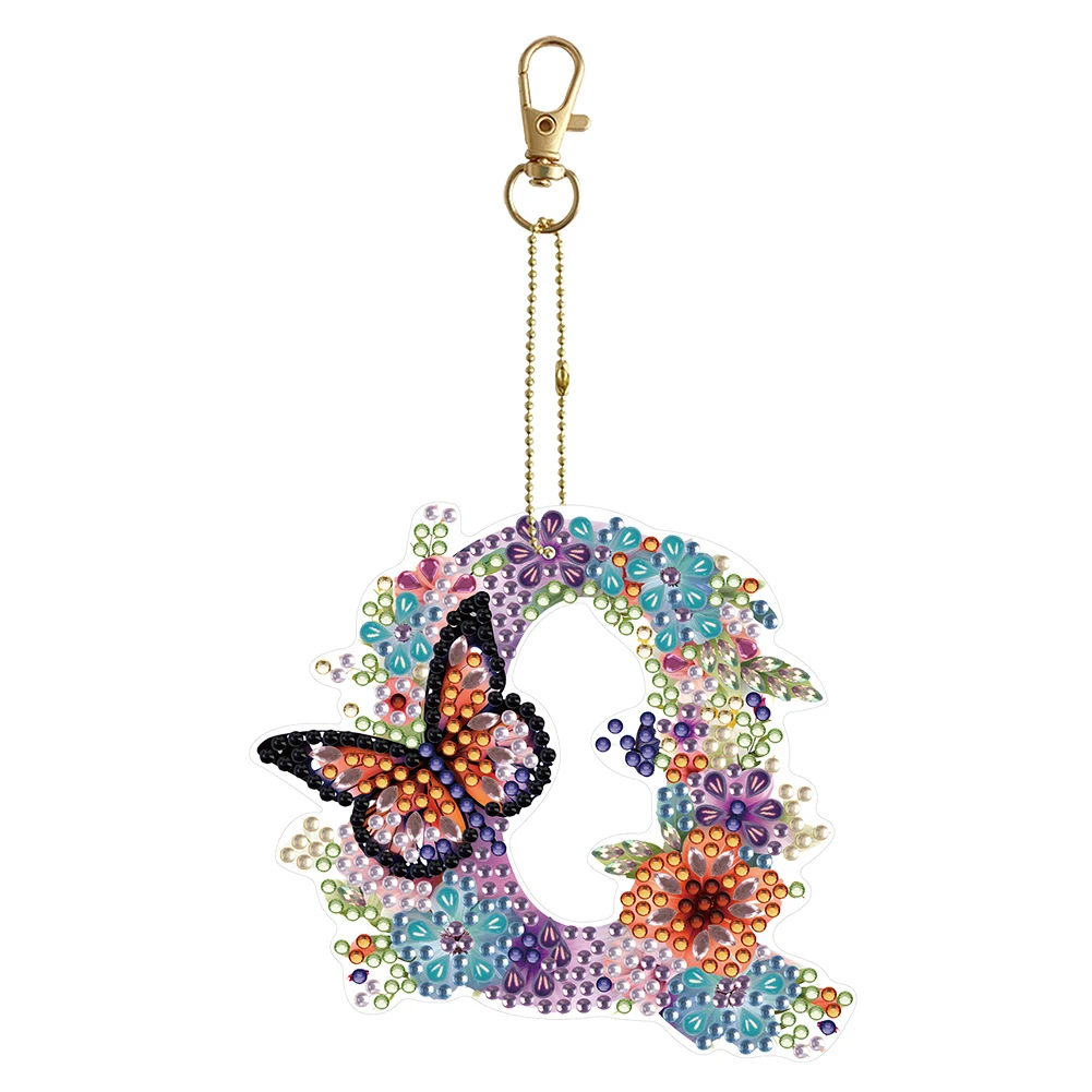 DIY Diamond Painting Ornament Double Sided Diamond Art Key Rings Letter Full Drill Diamonds Pendants for Beginners Home Decor