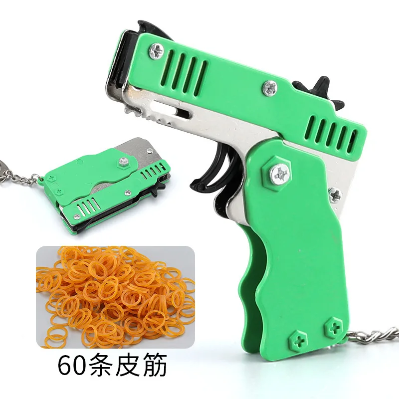 keychain gun 60 rubber bands rubber band gun Shooting Pistol Alloy Kid Outdoor Party metal gun gift boyfriend Gift Funny