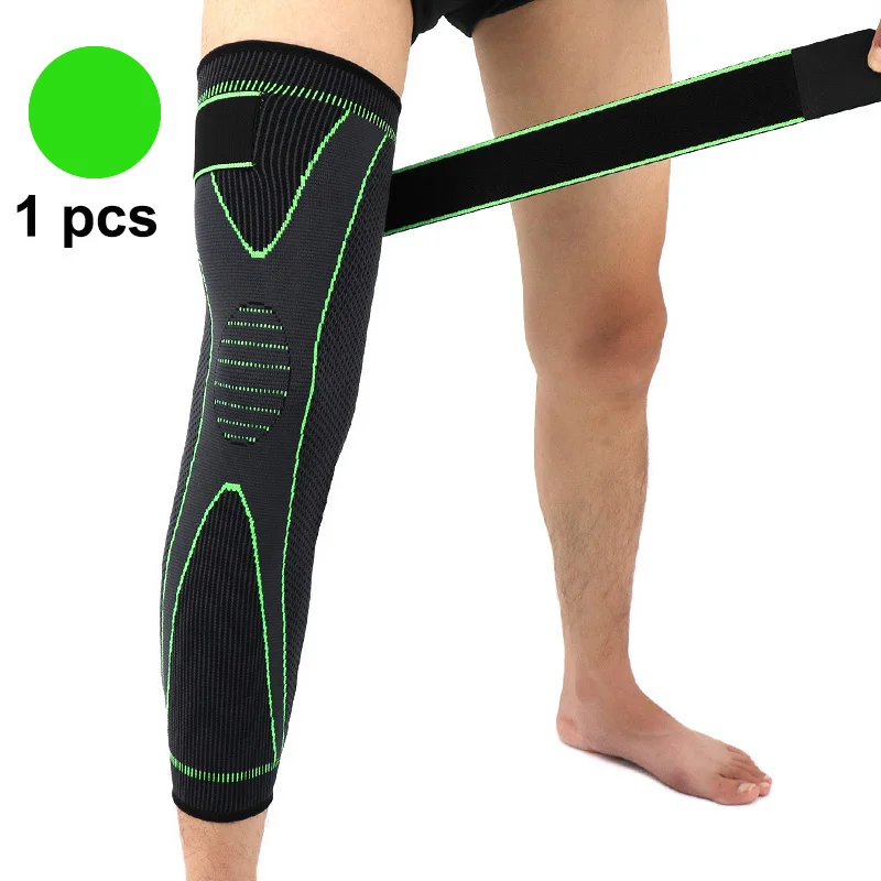 1 Pcs Compression Knee Pads Support Lengthen Stripe Sport Sleeve Protector Elastic Long Kneepad Brace Volleyball Running