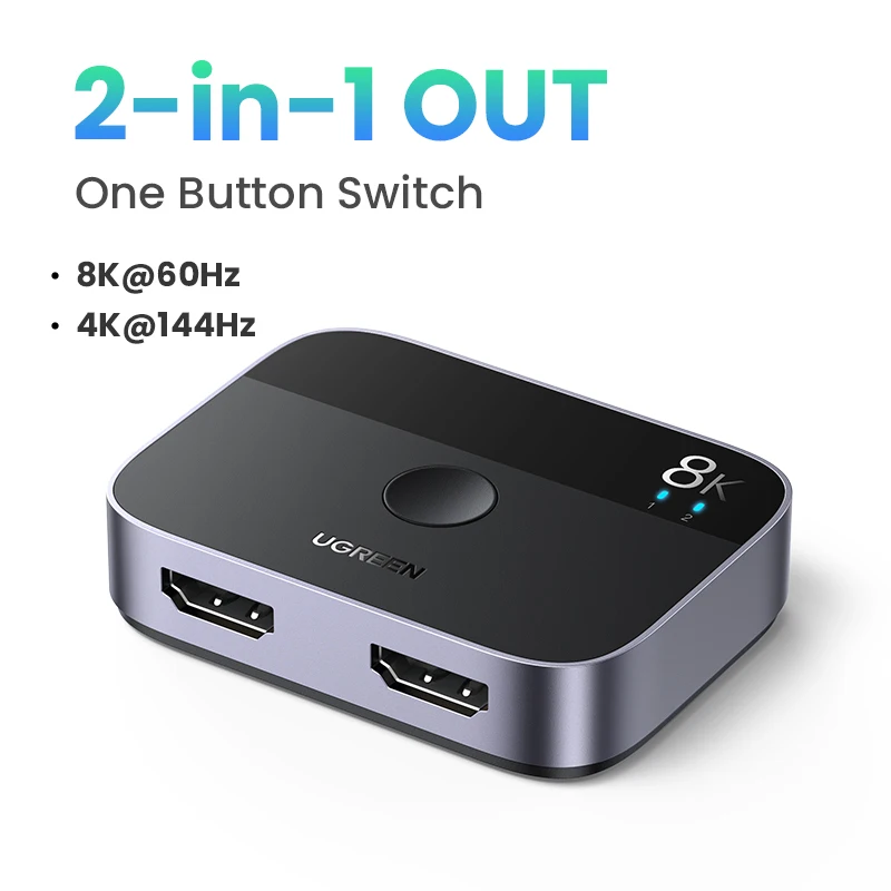 UGREEN HDMI 2.1 Splitter 8K 60Hz 4K 120Hz for TV Xiaomi Xbox Series X PS5/4 HDMI-compatible Monitor Projector HDMI 2.1 Switcher