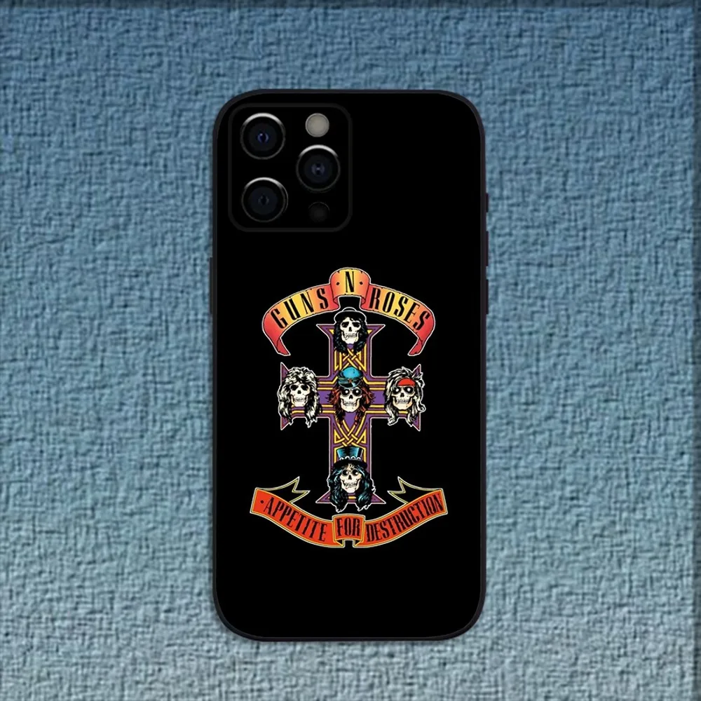 Band G-Guns N Roses Phone Case For iPhone 16,15,14,13,12,11,Pro,X,XS,Max,XR,Plus,Mini Soft Black Cover