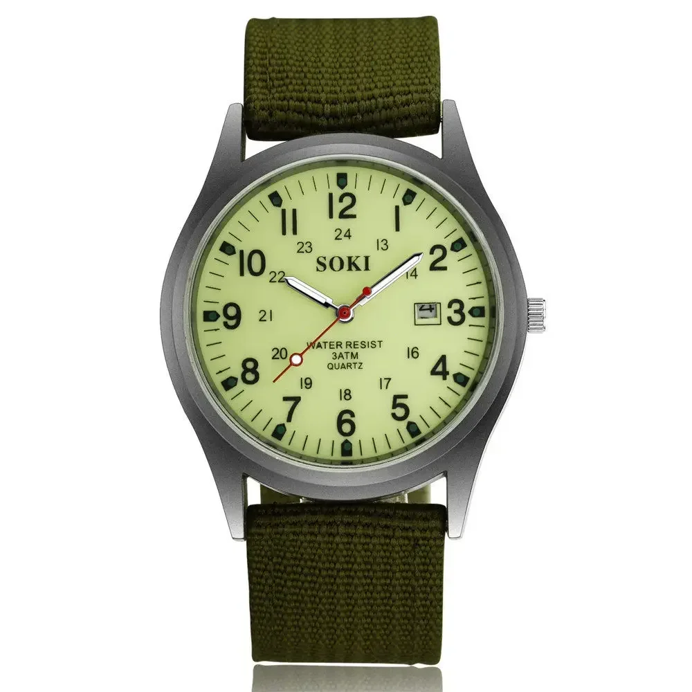 Fashion Mens Watches Luminous Hands Clock Luxury Military Sports Date Quartz Wristwatch Men Casual Nylon Watch Relogio Masculino