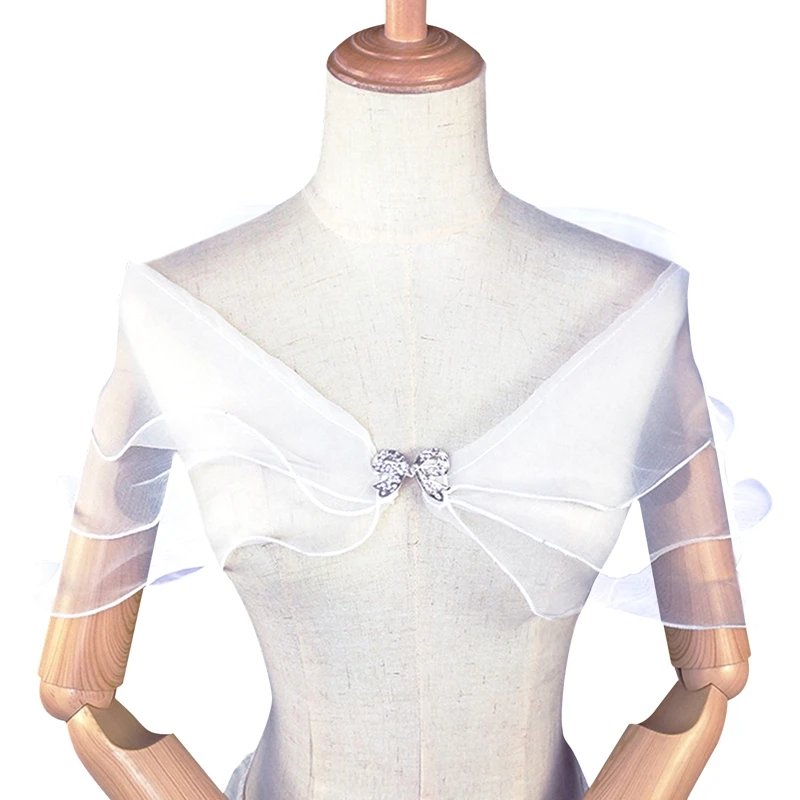 Women Evening Dresses Shawls Wedding Shawl Lace Cape Bridal Shrug Tops for Party Ruffle Chiffon Cover Ups Off Shoulder Bolero