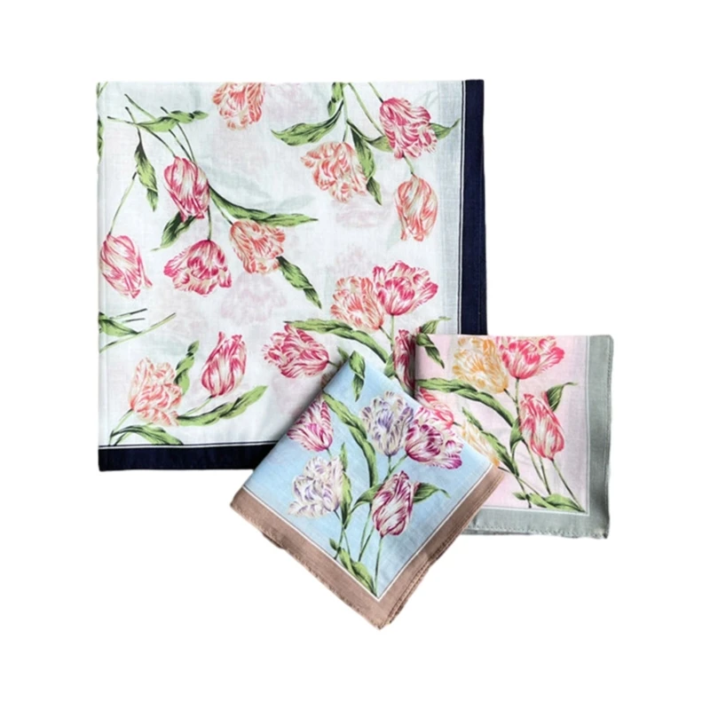 45x45cm Women Handkerchief Colorful Hankies Pocket Floral Pattern Square Hijab