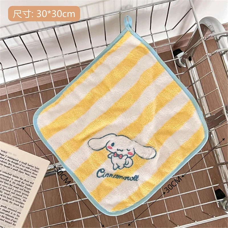 Sanrio Kuromi Striped Handkerchief Cute Cartoon My Melody Cinnamoroll Girl&Child Soft Face Towel Charm Kawaii Holiday Gifts