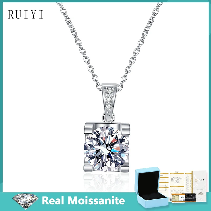 S925 Sterling Silver 0.5-2ct D Color Moissanite Lab Diamond Pendants Necklaces for Women Wedding Fine Jewelry Anniversary Gifts